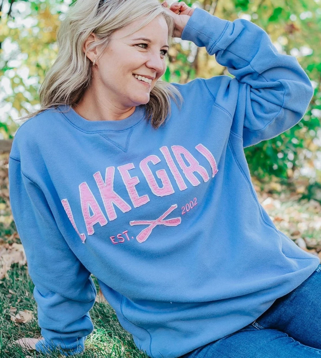 Lakegirl Sanded Fleece Crew Neck Sweatshirt - Periwinkle - Pear and Simple